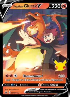 Pokémon-Karte Siegfrieds Glurak V SWSH133