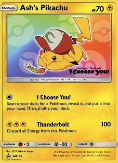 Pokémon-Karte Ash's Pikachu SM108