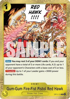 One Piece-Karte Gum-Gum Fire-Fist Pistol Red Hawk OP11-114