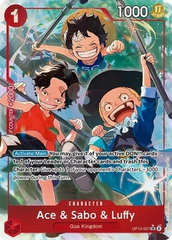 One Piece-Karte Ace & Sabo & Luffy (Alternate Art) OP13-007v2