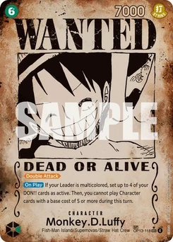 One Piece-Karte Monkey.D.Luffy (118) (Wanted Poster) OP13-118v5