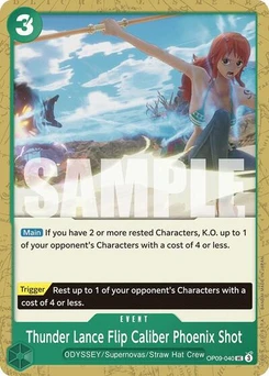 One Piece-Karte Thunder Lance Flip Caliber Phoenix Shot OP09-040