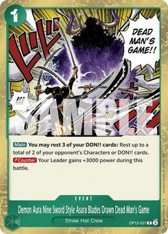 One Piece-Karte Demon Aura Nine Sword Style Asura Blades Drawn Dead Man's Game OP12-037