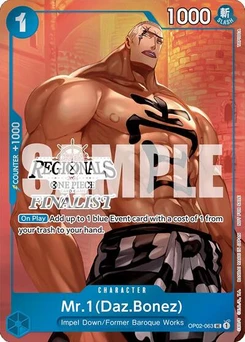 One Piece-Karte Mr.1 (Daz.Bonez) (Offline Regional 2024 Vol. 3) [Finalist] OP02-063v2