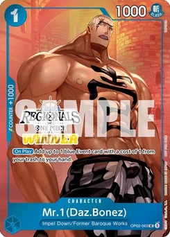 One Piece-Karte Mr.1 (Daz.Bonez) (Online Regional 2024 Vol. 3) [Winner] OP02-063v6