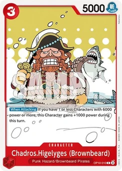 One Piece-Karte Chadros.Higelyges (Brownbeard) OP10-010