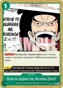 One Piece-Karte Strive to Surpass me, Roronoa Zoro!!! OP14-036