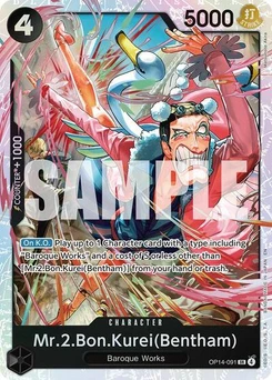 One Piece-Karte Mr.2.Bon.Kurei (Bentham) OP14-091