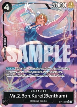 One Piece-Karte Mr.2.Bon.Kurei (Bentham) (Alternate Art) OP14-091v2