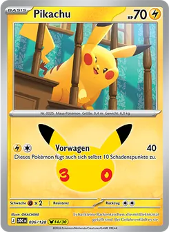 Pokémon-Karte Pikachu 036/128