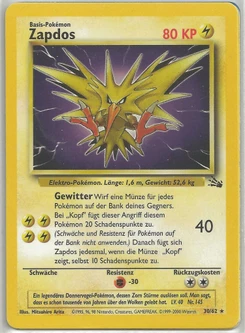 Pokémon-Karte Zapdos 030/062