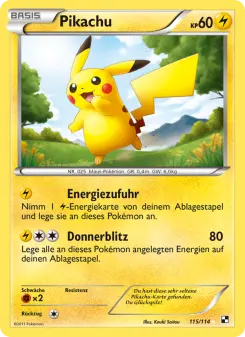 Pokémon-Karte Pikachu 115/114