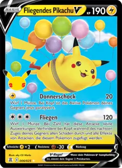 Pokémon-Karte Fliegendes Pikachu V 006/025