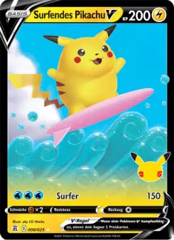 Pokémon-Karte Surfendes Pikachu V 008/025
