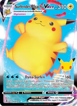 Pokémon-Karte Surfendes Pikachu VMAX 009/025