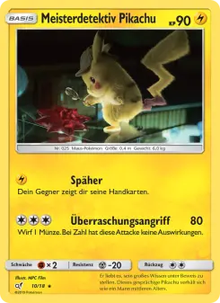 Pokémon-Karte Meisterdetektiv Pikachu 010/018