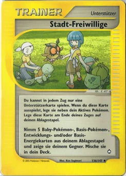 Pokémon-Karte Stadt-Freiwillige 136/147