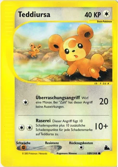 Pokémon-Karte Teddiursa 109/144