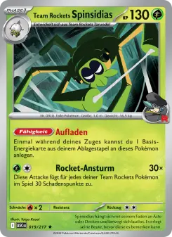 Pokémon-Karte Team Rockets Spinsidias 019/217