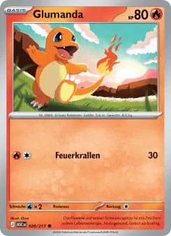 Pokémon-Karte Glumanda 020/217