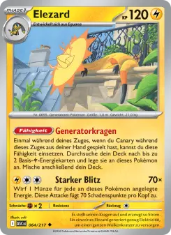Pokémon-Karte Elezard 064/217