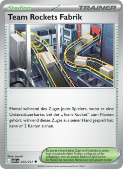 Pokémon-Karte Team Rockets Fabrik 203/217