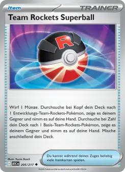 Pokémon-Karte Team Rockets Superball 205/217