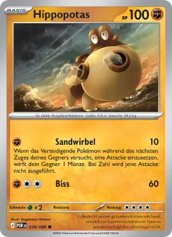 Pokémon-Karte Hippopotas 039/088