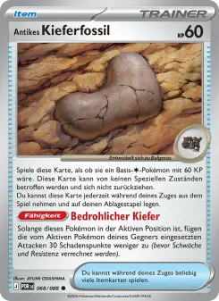 Pokémon-Karte Antikes Kieferfossil 068/088