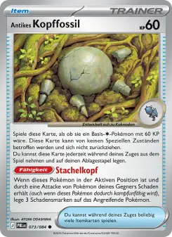 Pokémon-Karte Antikes Kopffossil 073/084