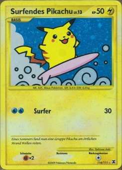 Pokémon-Karte Surfendes Pikachu 114/111