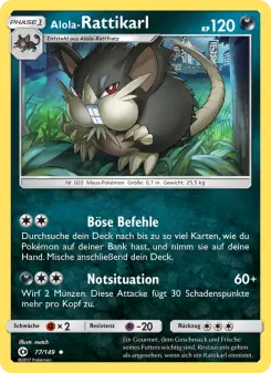 Pokémon-Karte Alola-Rattikarl 077/149