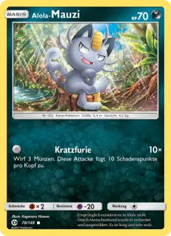 Pokémon-Karte Alola-Mauzi 078/149