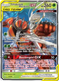 Pokémon-Karte Schabelle & Masskito GX 001/214