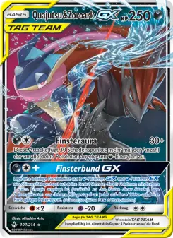 Pokémon-Karte Quajutsu & Zoroark GX 107/214