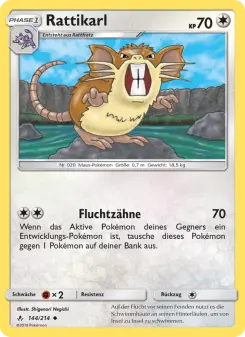 Pokémon-Karte Rattikarl 144/214