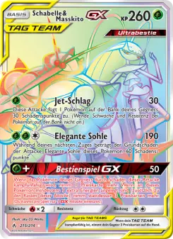 Pokémon-Karte Schabelle & Masskito GX 215/214