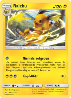 Pokémon-Karte Raichu 055/214