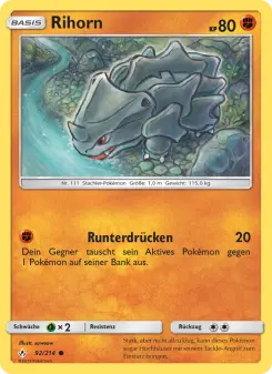 Pokémon-Karte Rihorn 092/214