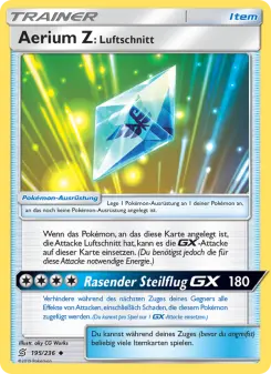 Pokémon-Karte Aerium Z: Luftschnitt 195/236