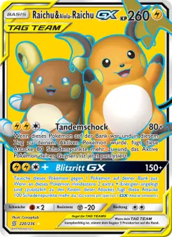 Pokémon-Karte Raichu & Alola-Raichu GX 220/236