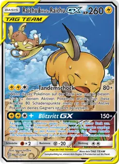 Pokémon-Karte Raichu & Alola-Raichu GX 221/236