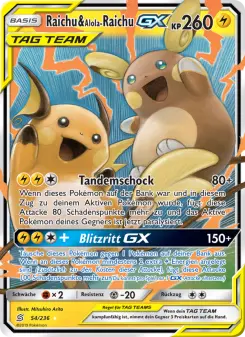 Pokémon-Karte Raichu & Alola-Raichu GX 054/236