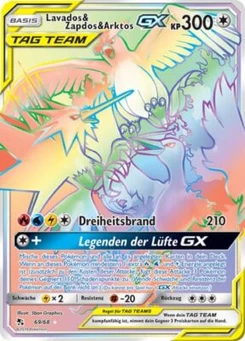 Pokémon-Karte Lavados & Zapdos & Arktos GX 069/068