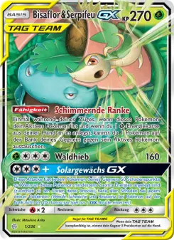 Pokémon-Karte Bisaflor & Serpifeu GX 001/236