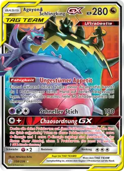 Pokémon-Karte Agoyon & Schlingking GX 158/236