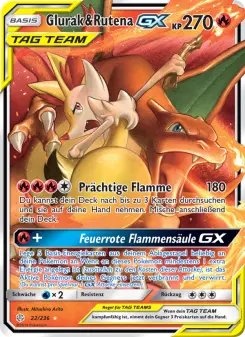 Pokémon-Karte Glurak & Rutena GX 022/236