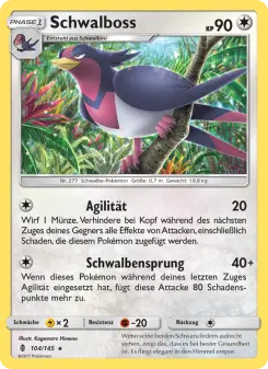 Pokémon-Karte Schwalboss 104/145