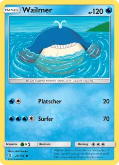 Pokémon-Karte Wailmer 029/145