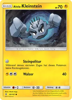 Pokémon-Karte Alola-Kleinstein 040/145